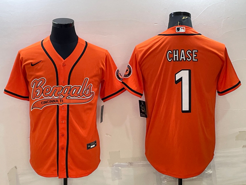 Men's Cincinnati Bengals Ja'Marr Chase #1 Orange Fashion Game Jerseys