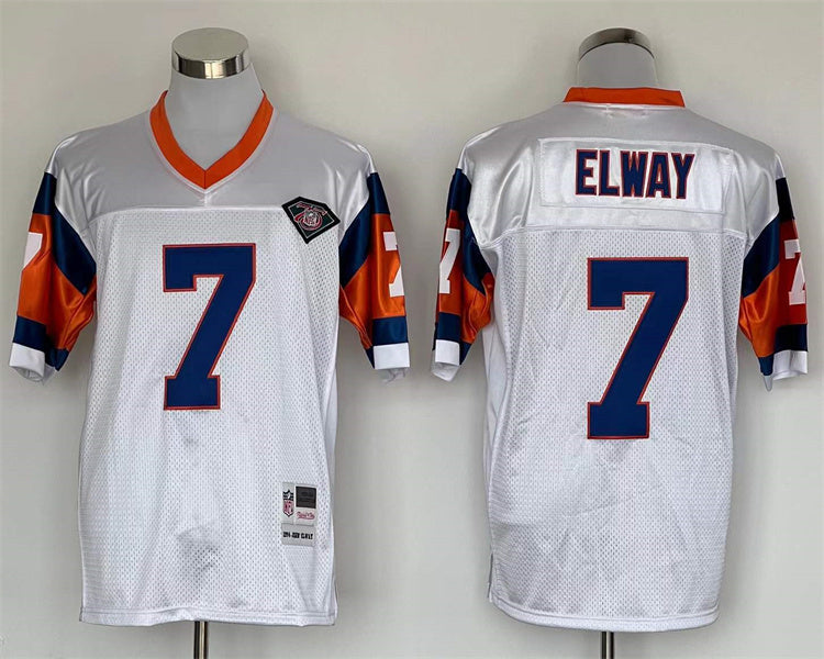 Men's Denver Broncos John Elway Mitchell & Ness White Legacy Replica Jerseys