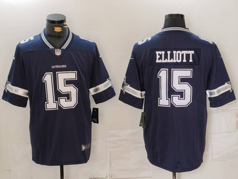 Men's Dallas Cowboys Ezekiel Elliott #15 Navy Game Jerseys
