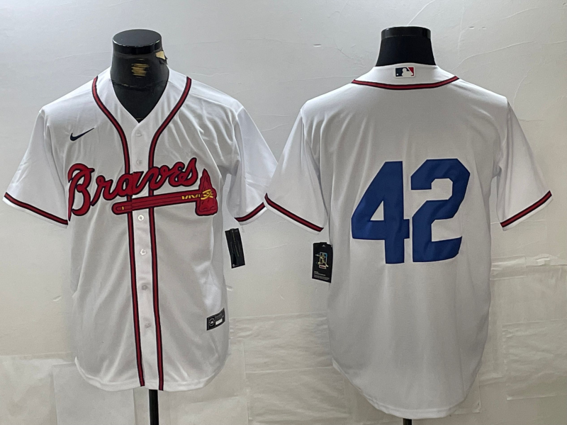 Men's Atlanta Braves #42 White 2024 Jackie Robinson Day Home Limited Jerseys