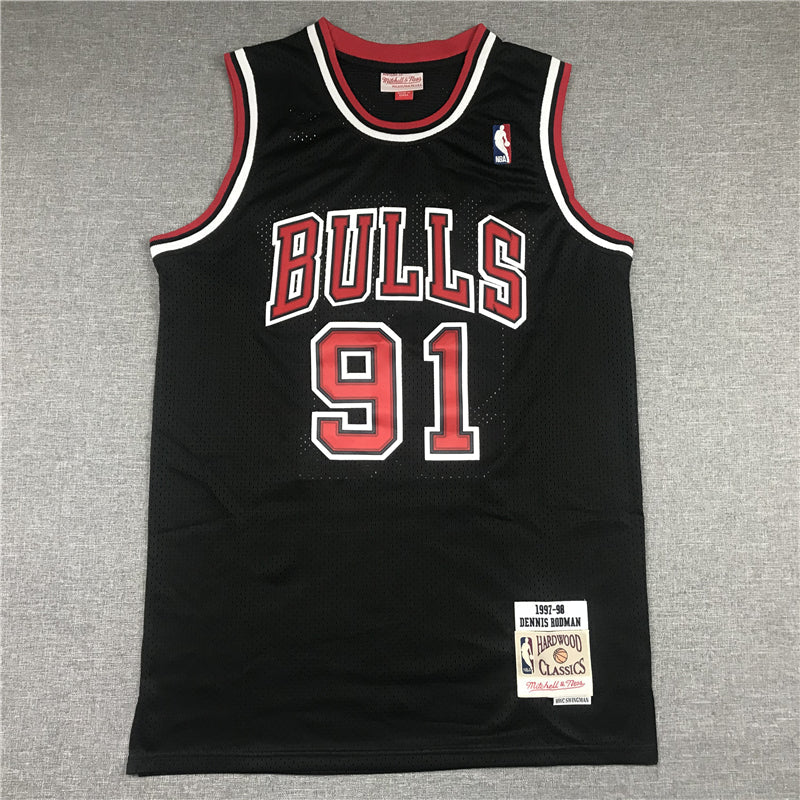 Men's Chicago Bulls Dennis Rodman 1997-98 Black Hardwood Classics Swingman Jerseys