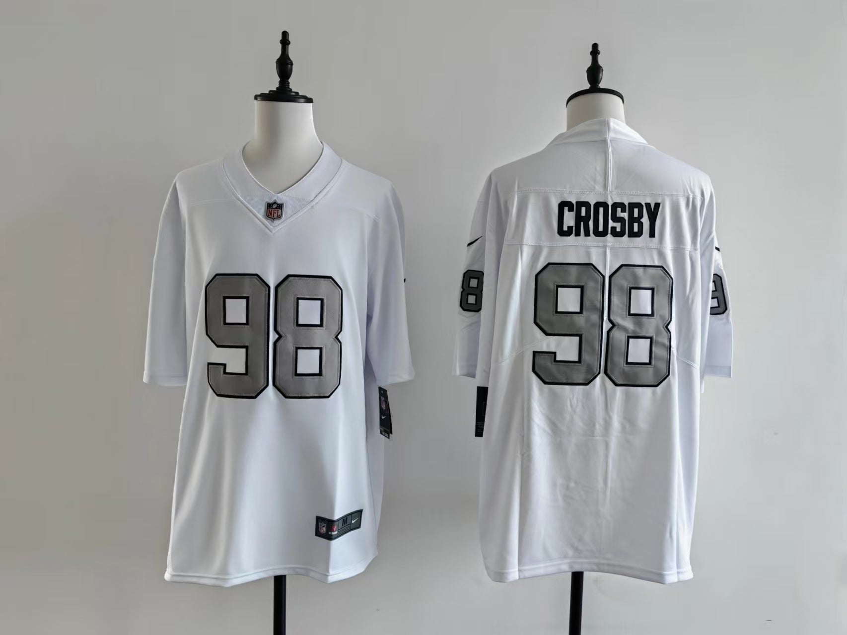 Men's Oakland Raiders Maxx Crosby Jersey -  White-Silver Numbers