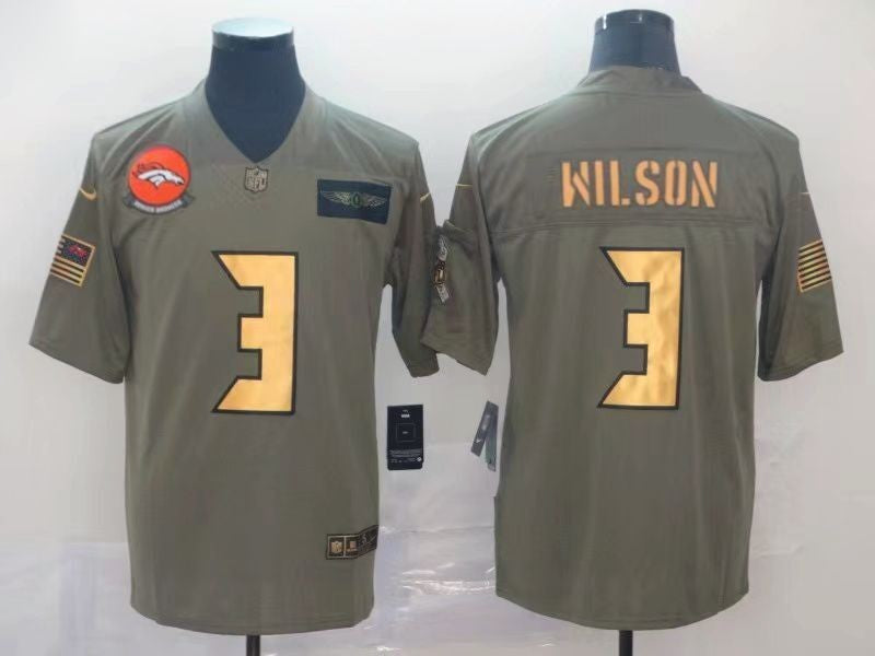 Men's Denver Broncos Russell Wilson #3 Brown Player Game Jerseys