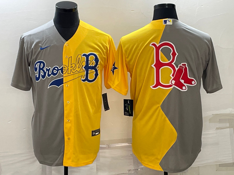 Men's Boston Red Sox Yellow/Gray Alternate Replica Player Jerseys