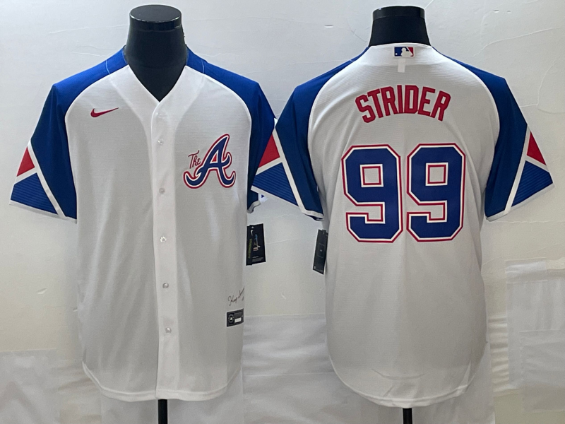 Men's Atlanta Braves Spencer Strider #99 White 2023 City Connect Replica Player Jerseys