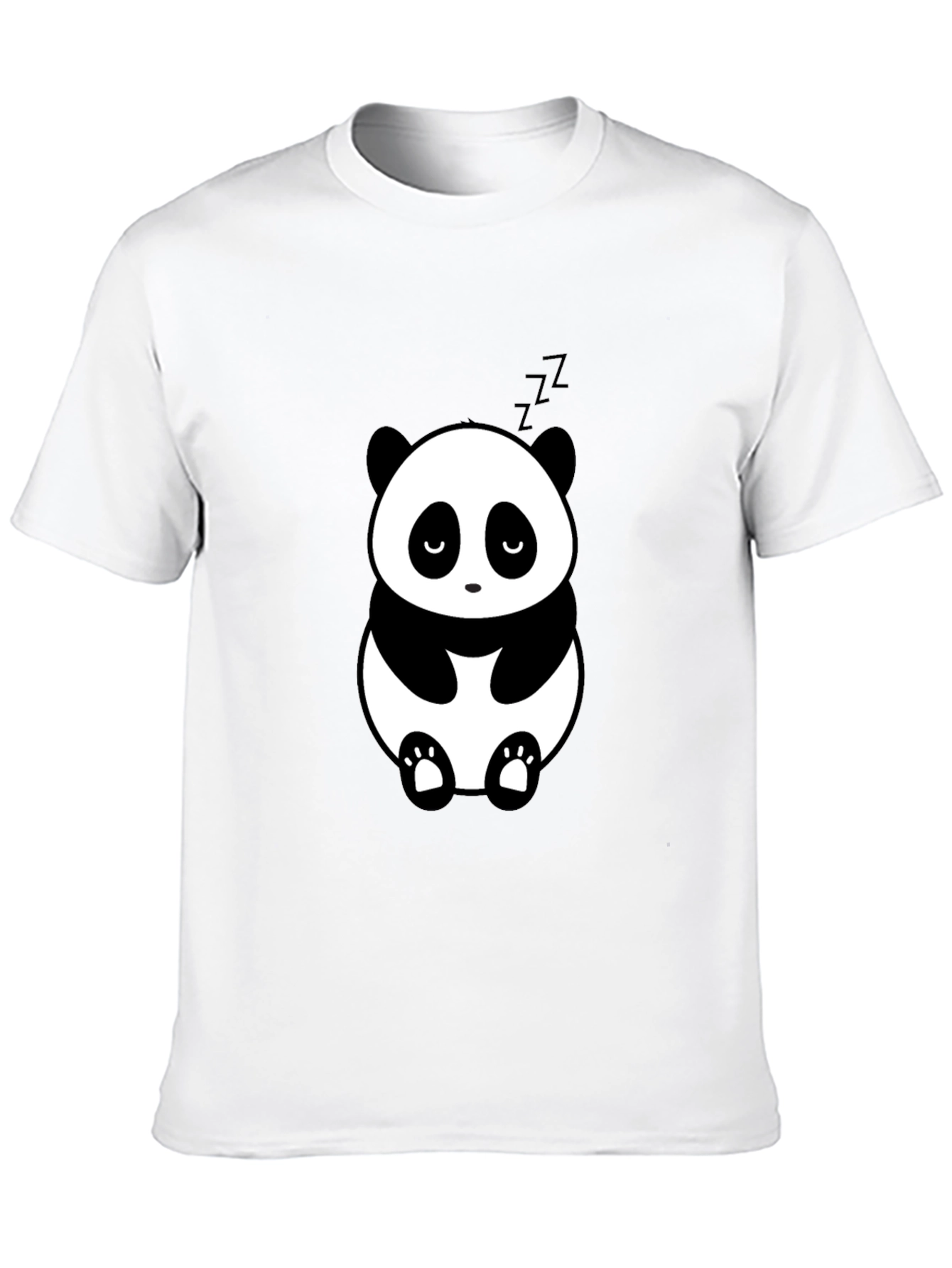 Cute Panda Graphic Tee - Black Relaxed Fit