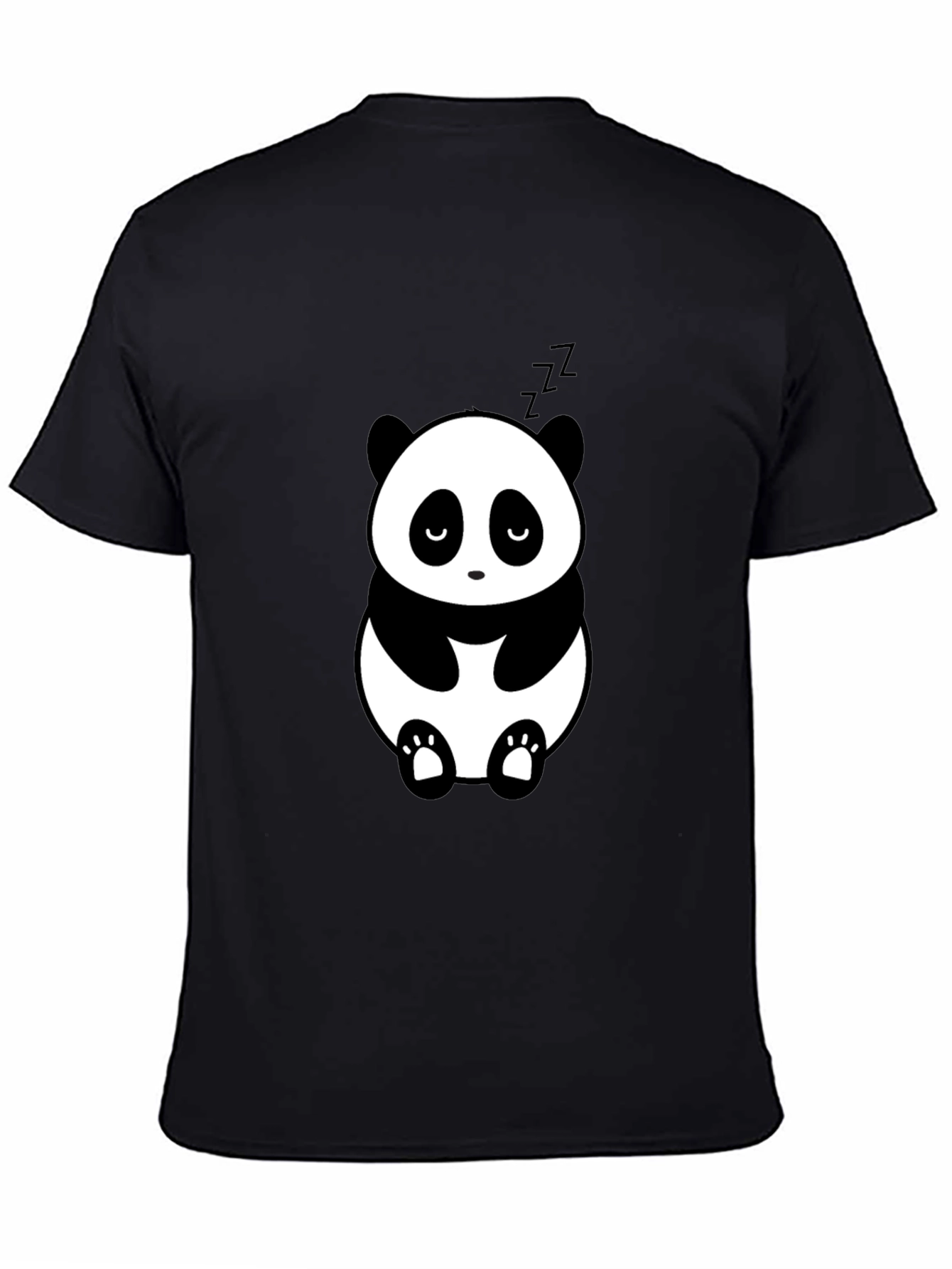Cute Panda Graphic Tee - Black Relaxed Fit