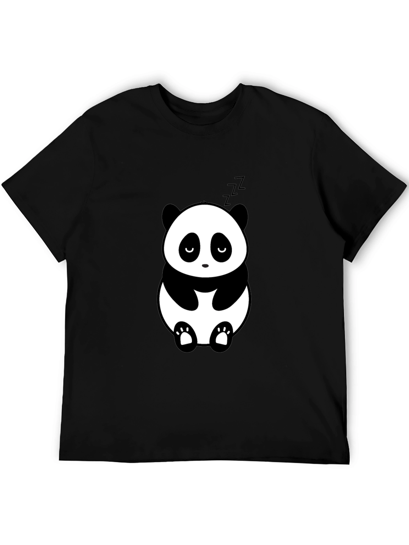 Cute Panda Graphic Tee - Black Relaxed Fit