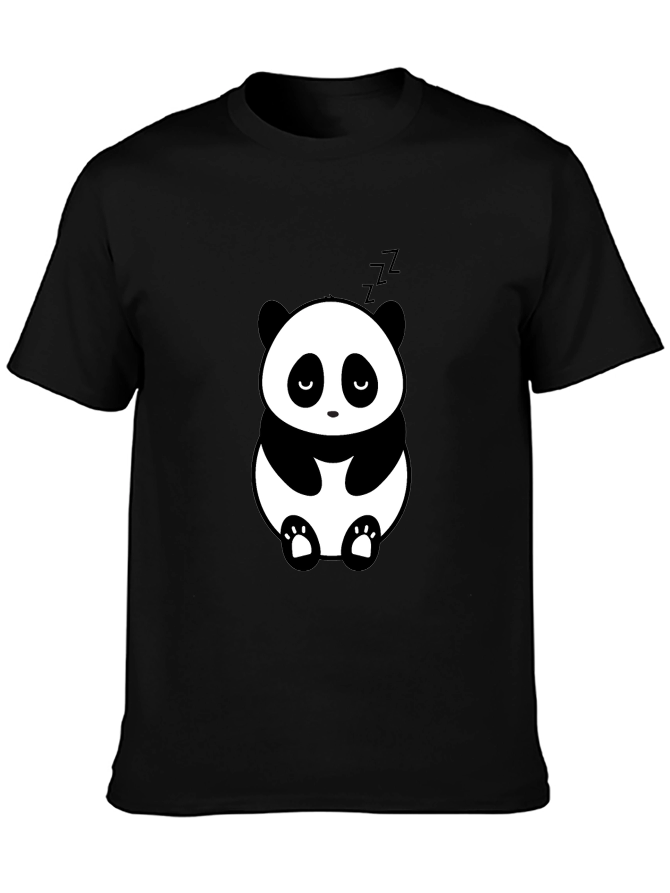 Cute Panda Graphic Tee - Black Relaxed Fit