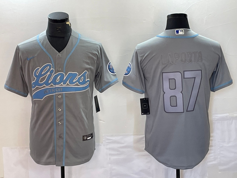 Men's Detroit Lions Sam LaPorta #87 Gray Player Jerseys Joint Edition