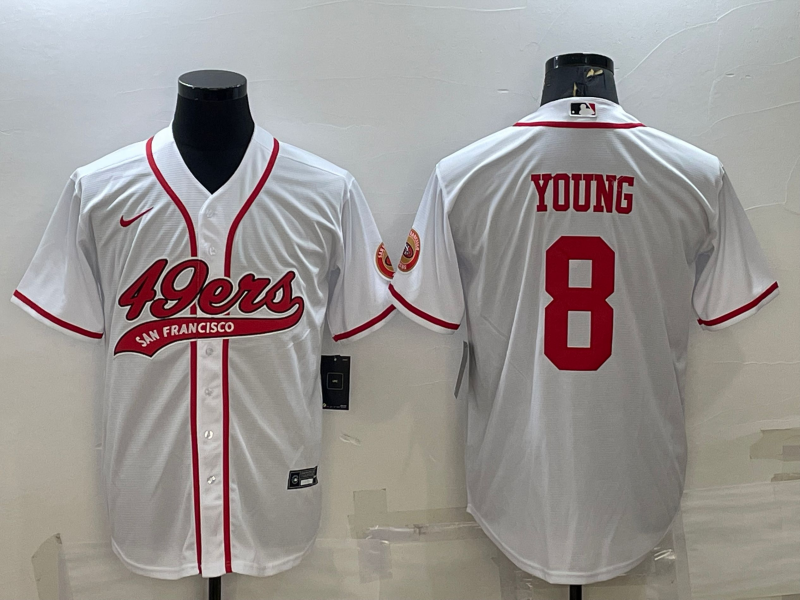 Men's San Francisco 49ers Steve Young #8 White Game Jerseys Joint Edition