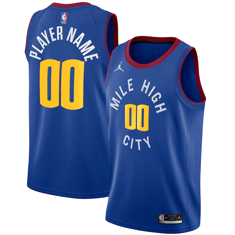 Men's Denver Nuggets Blue Swingman Custom Jerseys - Statement Edition