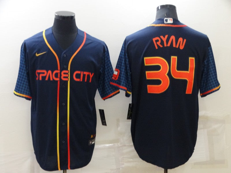 Men's Houston Astros Nolan Ryan #34 Navy Space City Jerseys
