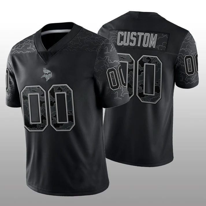 Custom1 Minnesota Vikings Stitched Black RFLCTV Limited Jerseys Football Jerseys