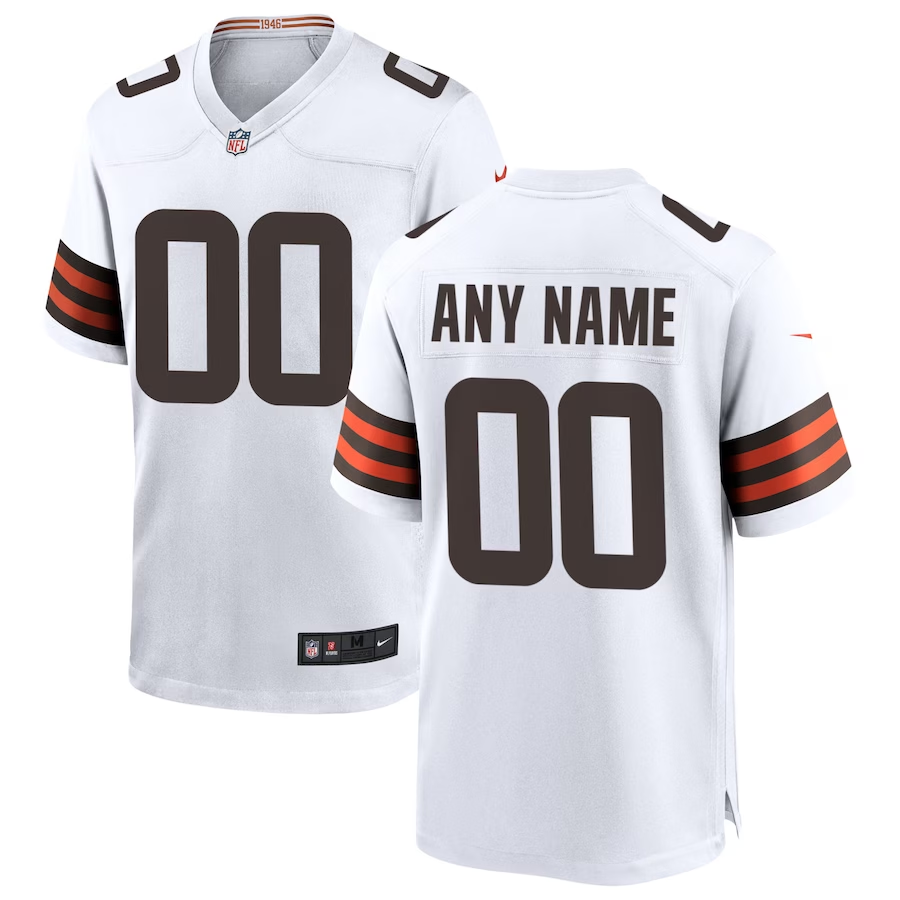 Custom1 Cleveland Browns White Game Jerseys