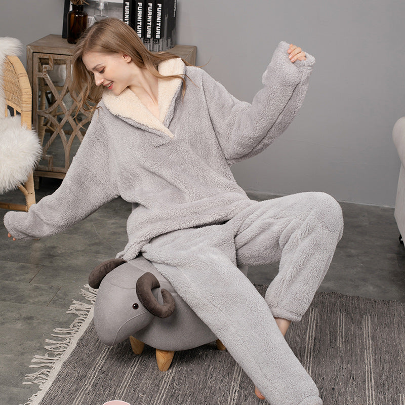 Fashionable Apparel Coral Fleece Pajamas Women Autumn And Wi