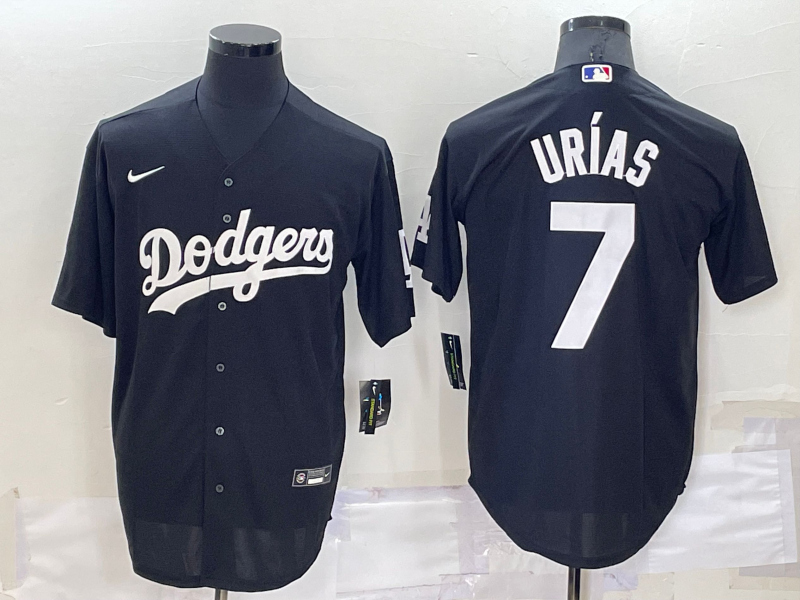 Men's Los Angeles Dodgers Julio Urias #7 Black Replica Baseball Jerseys