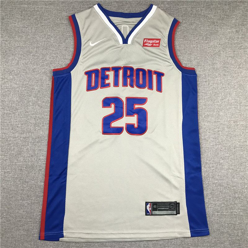 Men's Detroit Pistons Derrick Rose #25 Silver Swingman Jerseys