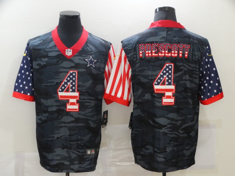 Men's Dallas Cowboys Dak Prescott #4 Gray Camouflage Game Player Jerseys