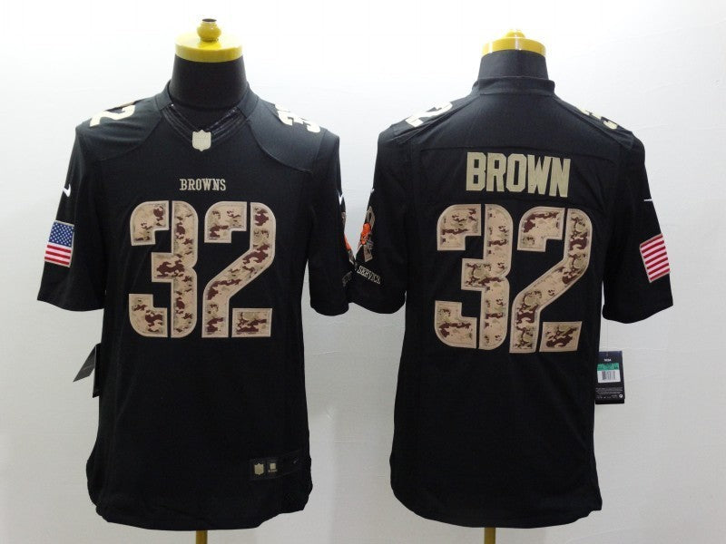 Men's Cleveland Browns Jim Brown #32 Black Player Game Jerseys