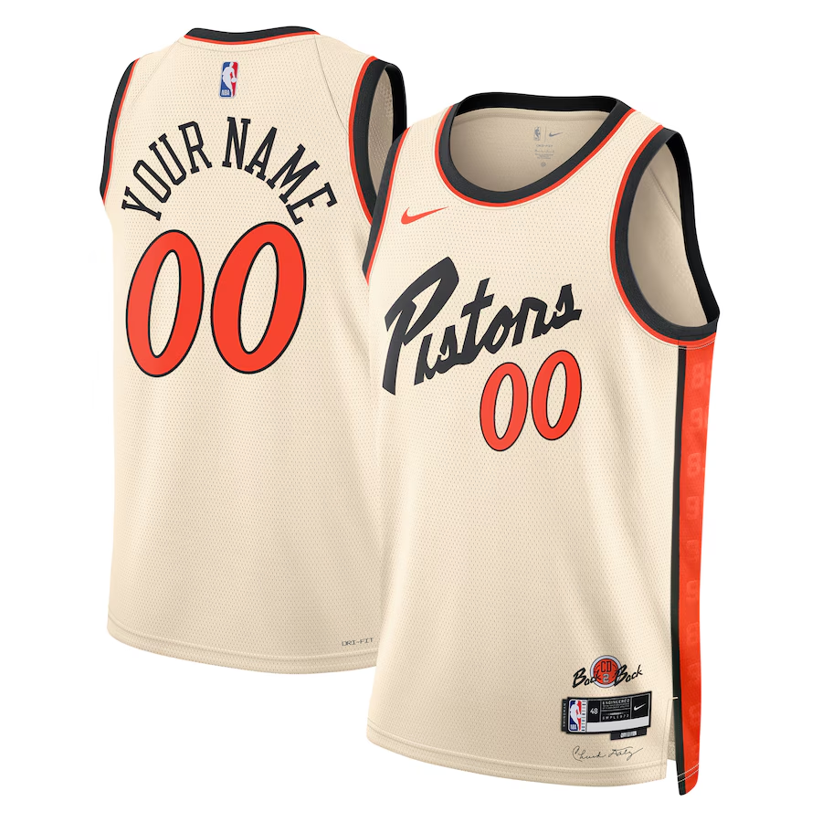 Men's Detroit Pistons Cream 2024/25 Custom Swingman Jerseys - City Edition