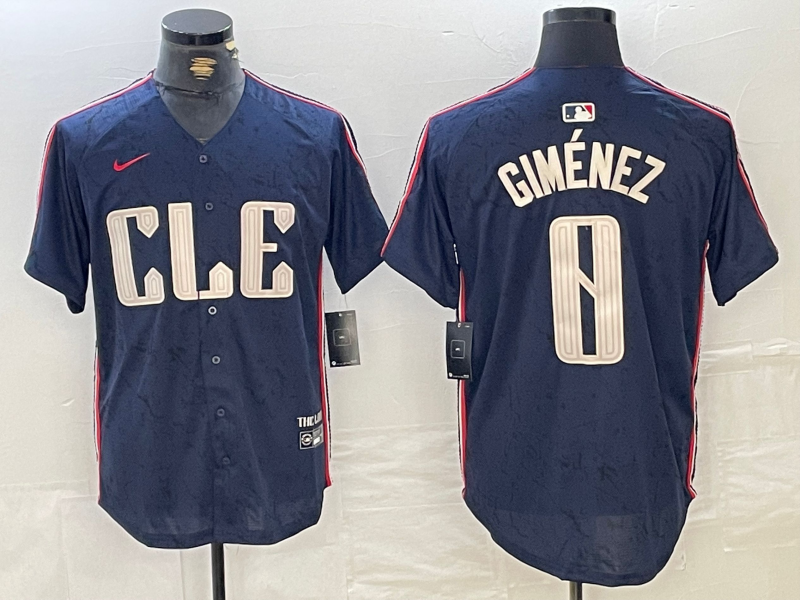 Men's Cleveland Guardians Andres Gimenez #0 Navy 2024 City Connect Limited Jerseys