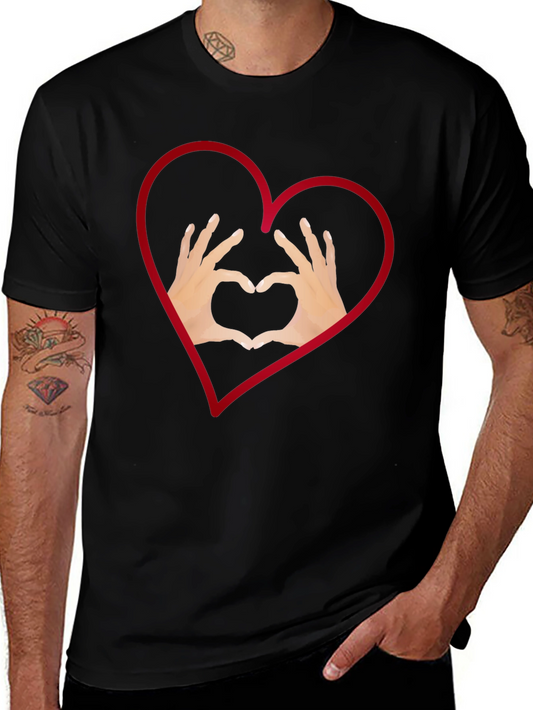Heart Hands Graphic Tee - Stylish Black T-Shirt