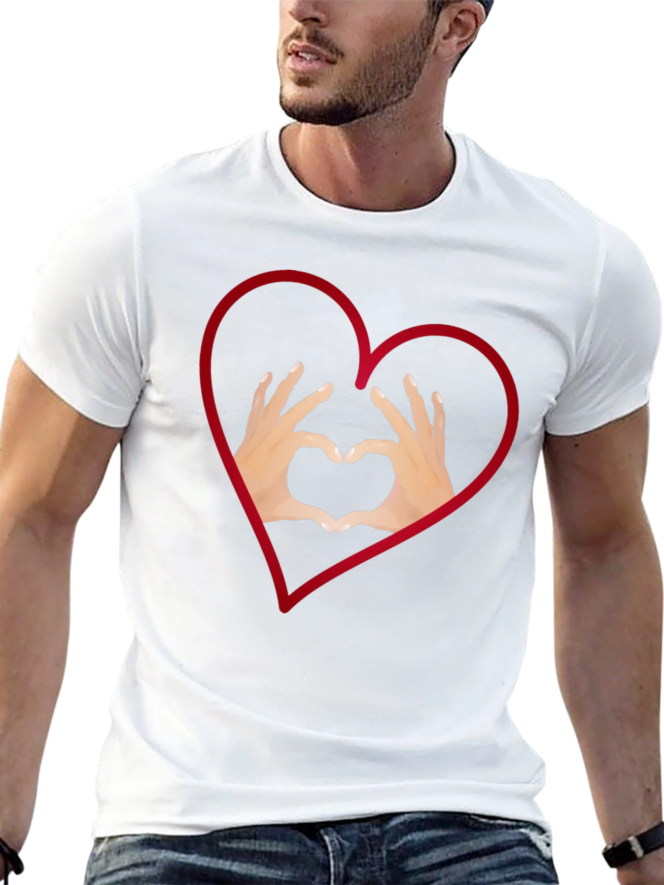 Heart Hands Graphic Tee - Stylish Black T-Shirt