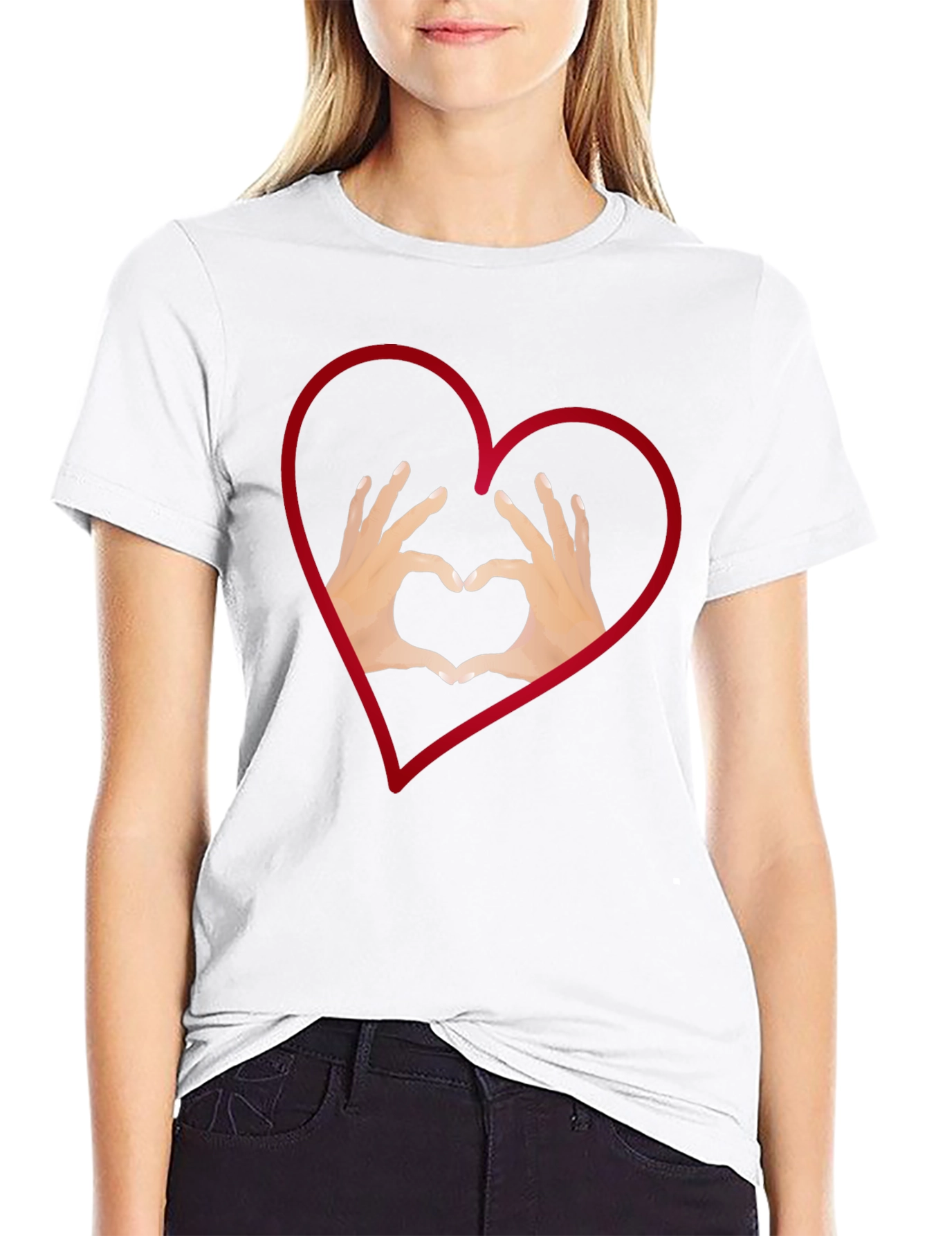Heart Hands Graphic Tee - Stylish Black T-Shirt