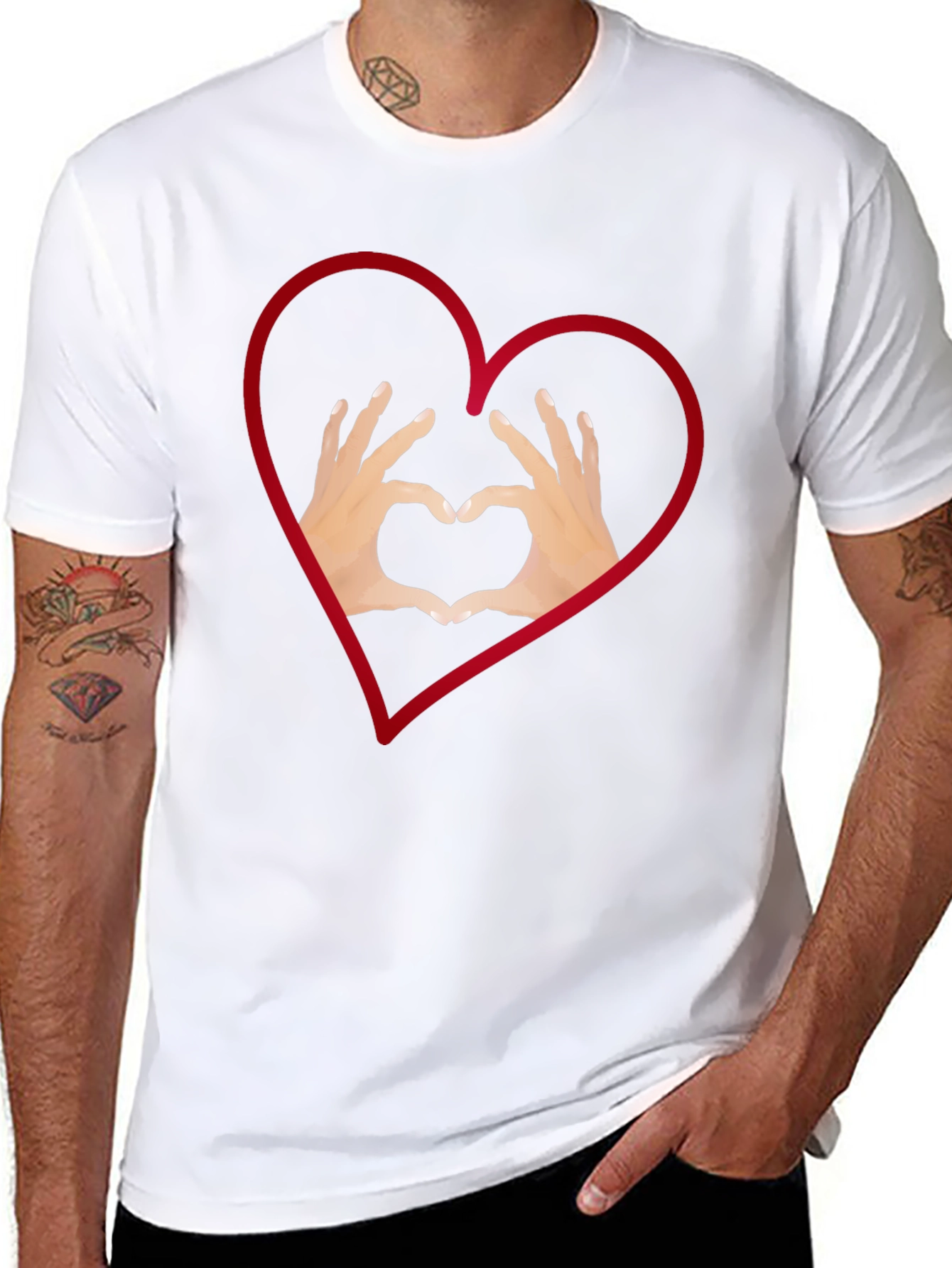 Heart Hands Graphic Tee - Stylish Black T-Shirt