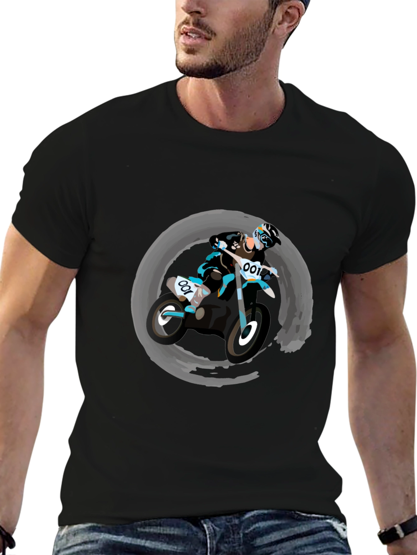 Motocross Rider Graphic Tee - Black