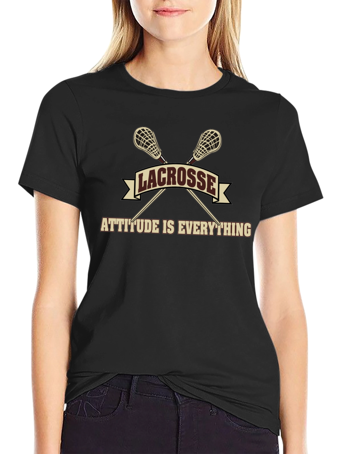 Lacrosse Attitude T-Shirt - Black Sporty Graphic Tee