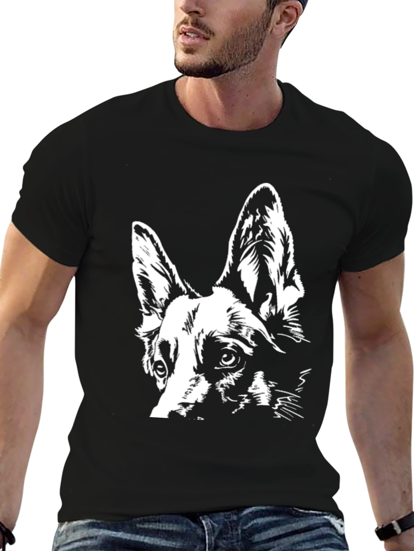 Black Dog Portrait T-Shirt - Canine Art Tee