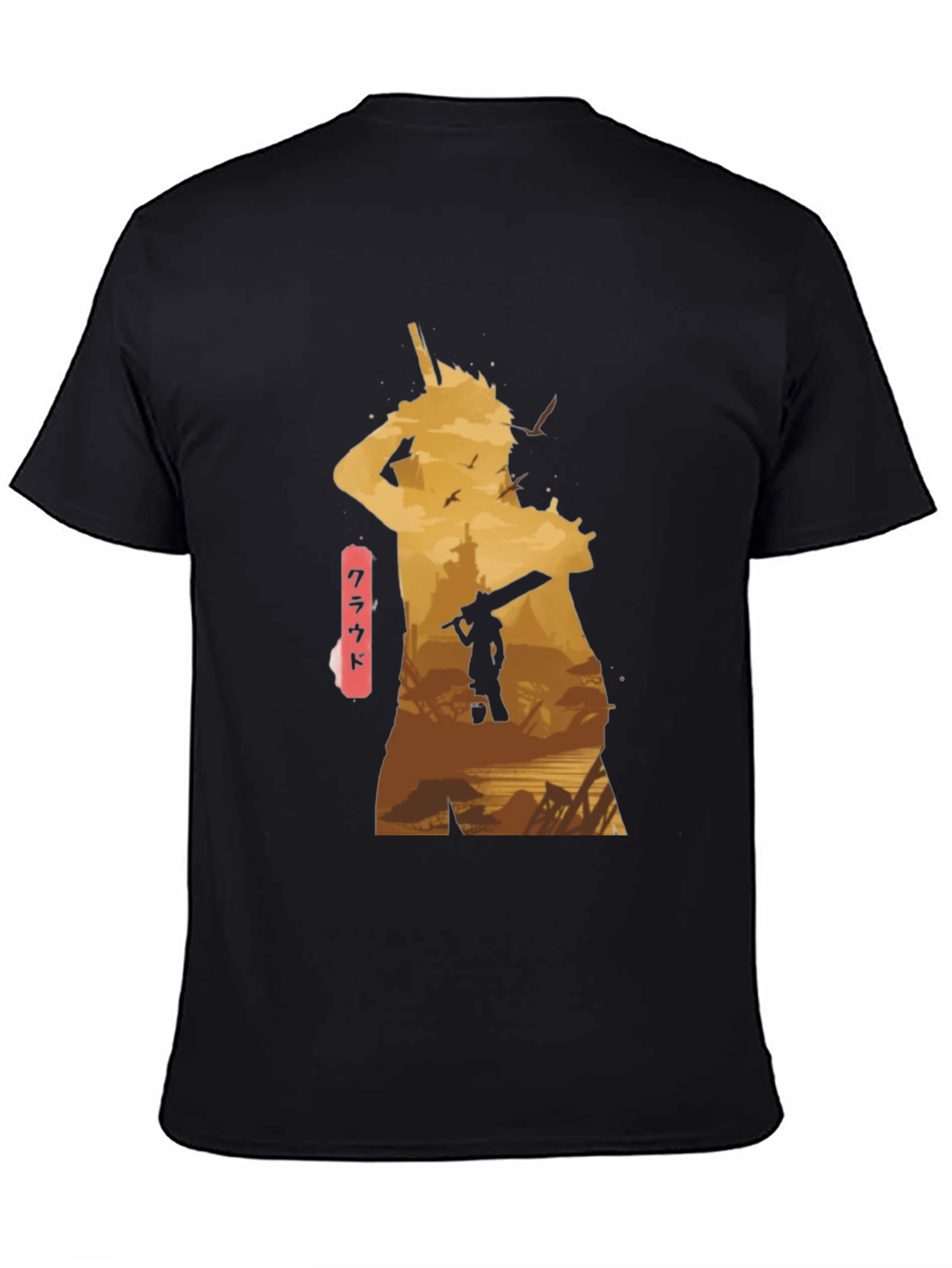 Cloud Final Fantasy Anime Graphic Tee - Black
