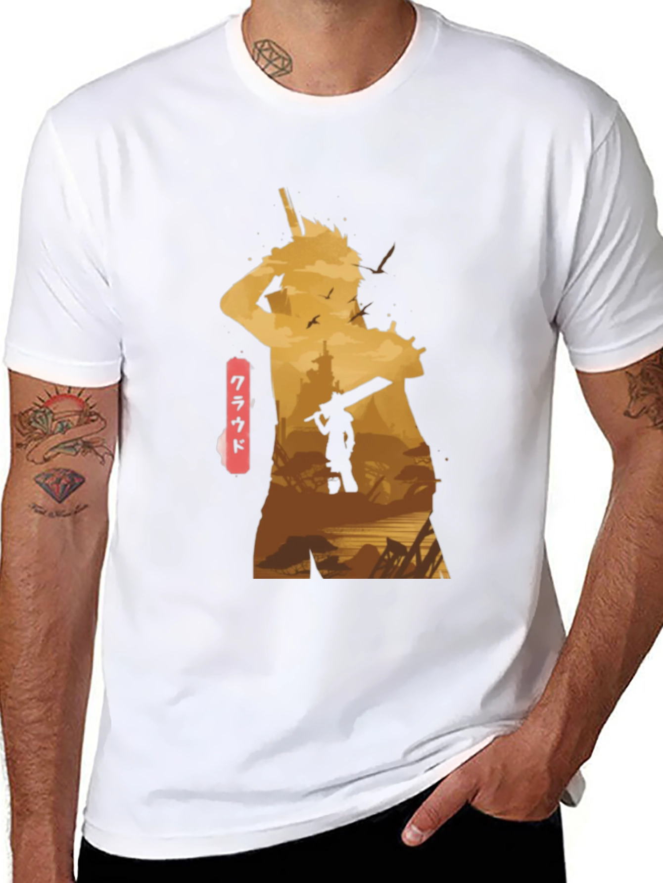 Cloud Final Fantasy Anime Graphic Tee - Black
