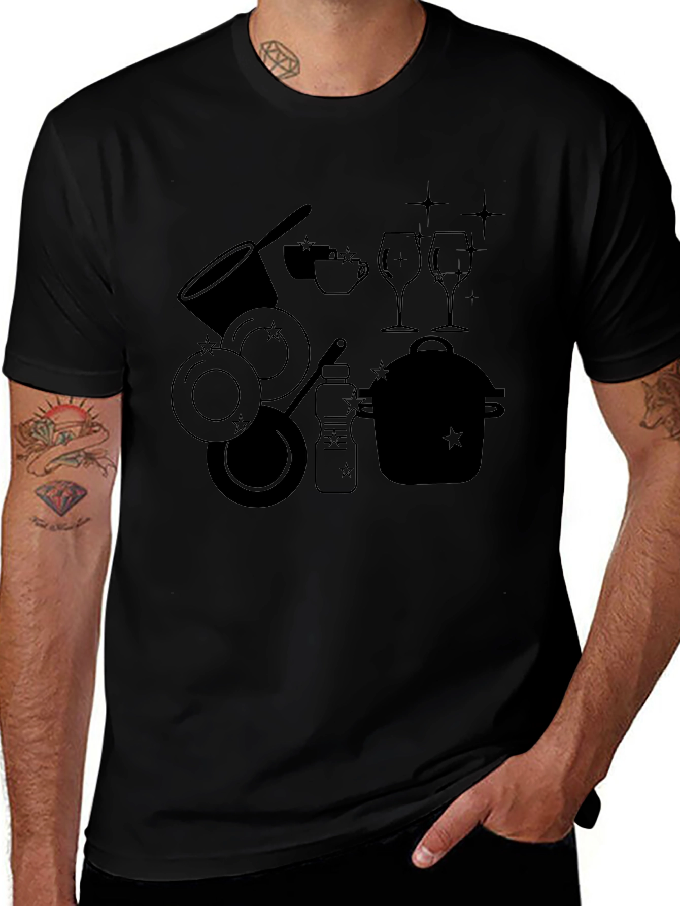 Dishware Silhouette Black T-Shirt