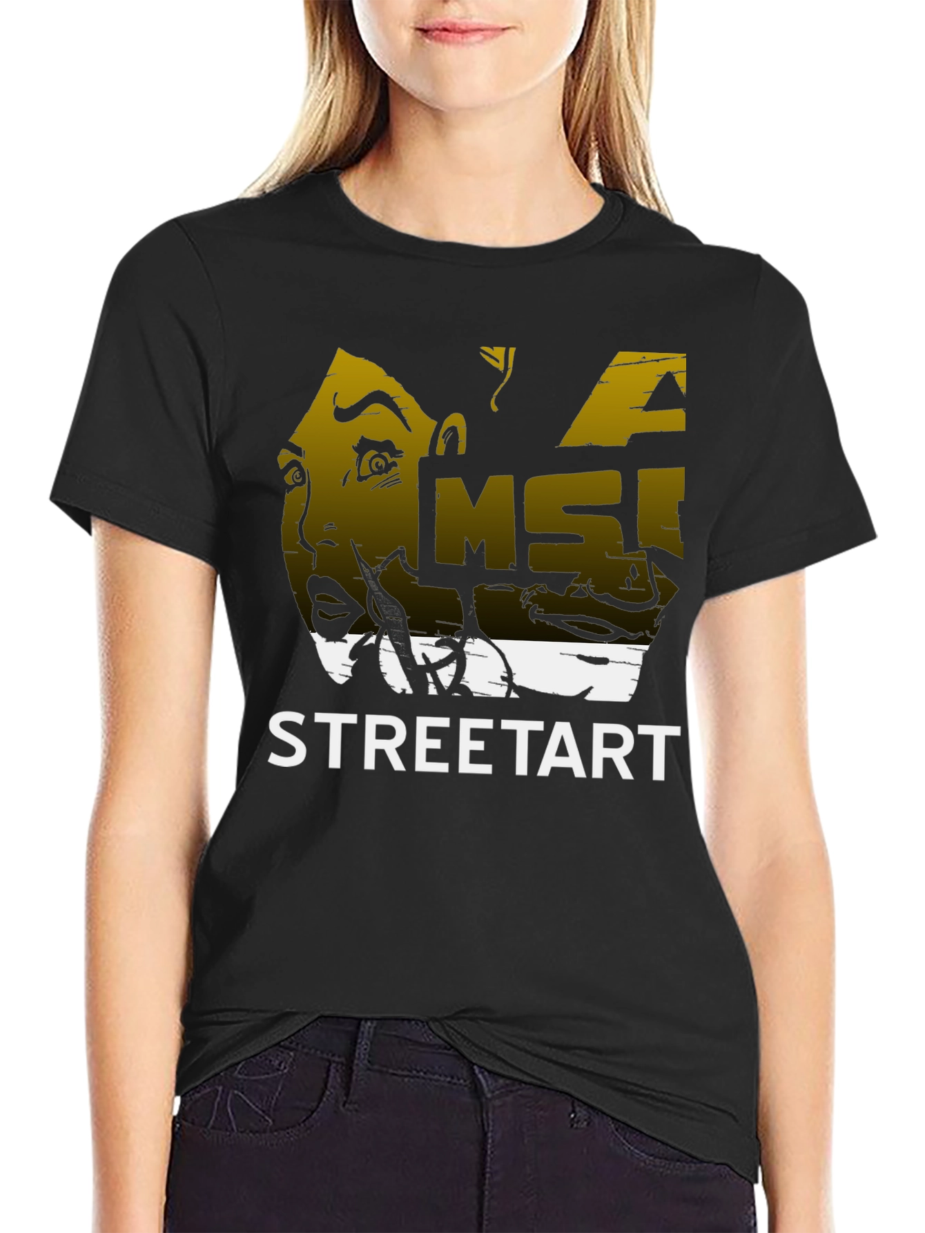Edgy Streetart Graphic Black T-Shirt