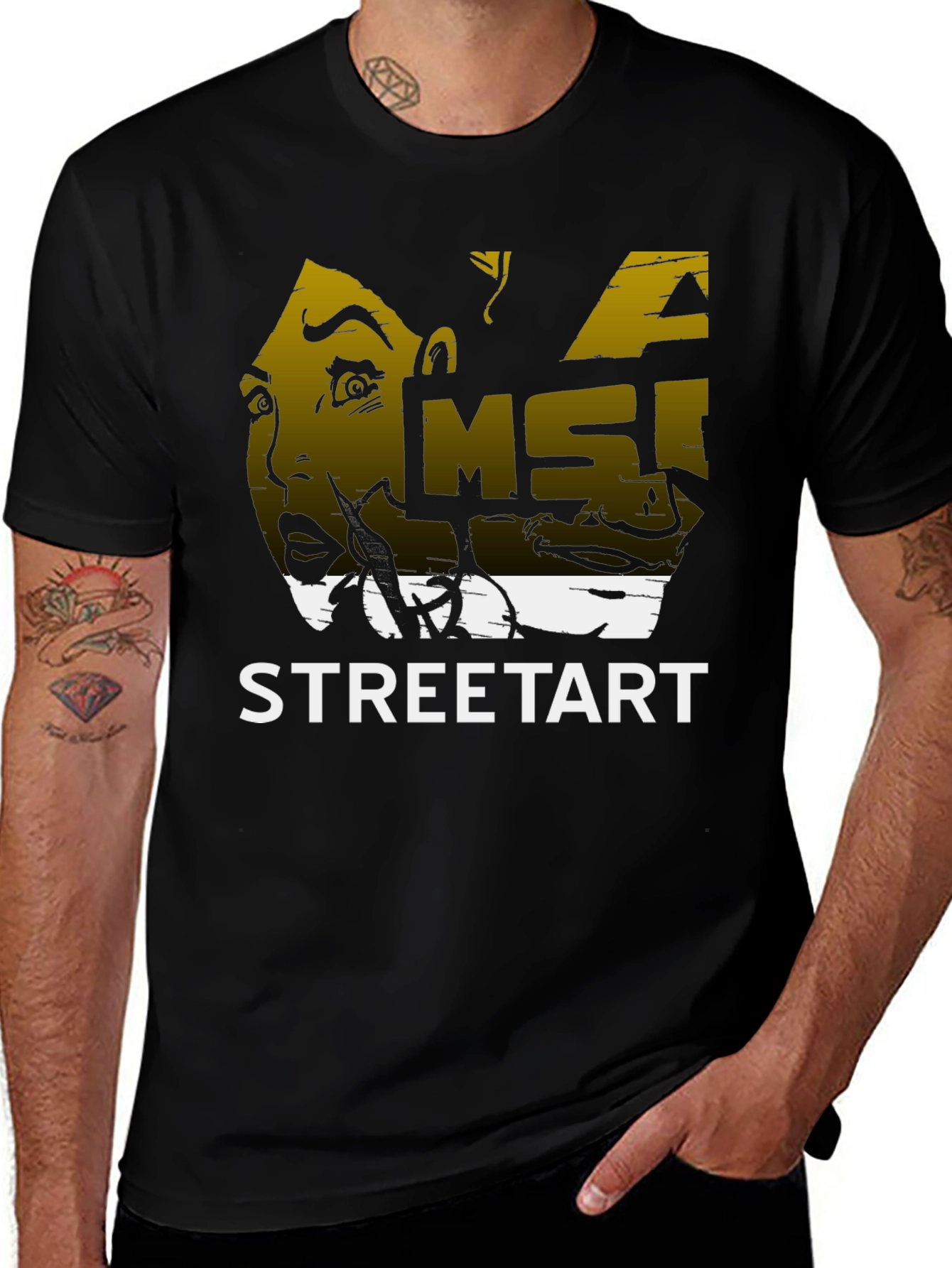 Edgy Streetart Graphic Black T-Shirt