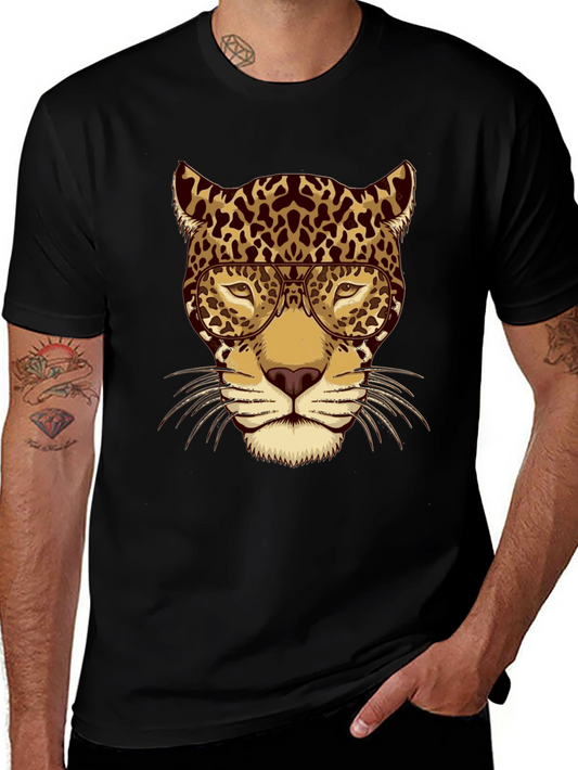 Leopard with Glasses Graphic T-Shirt
