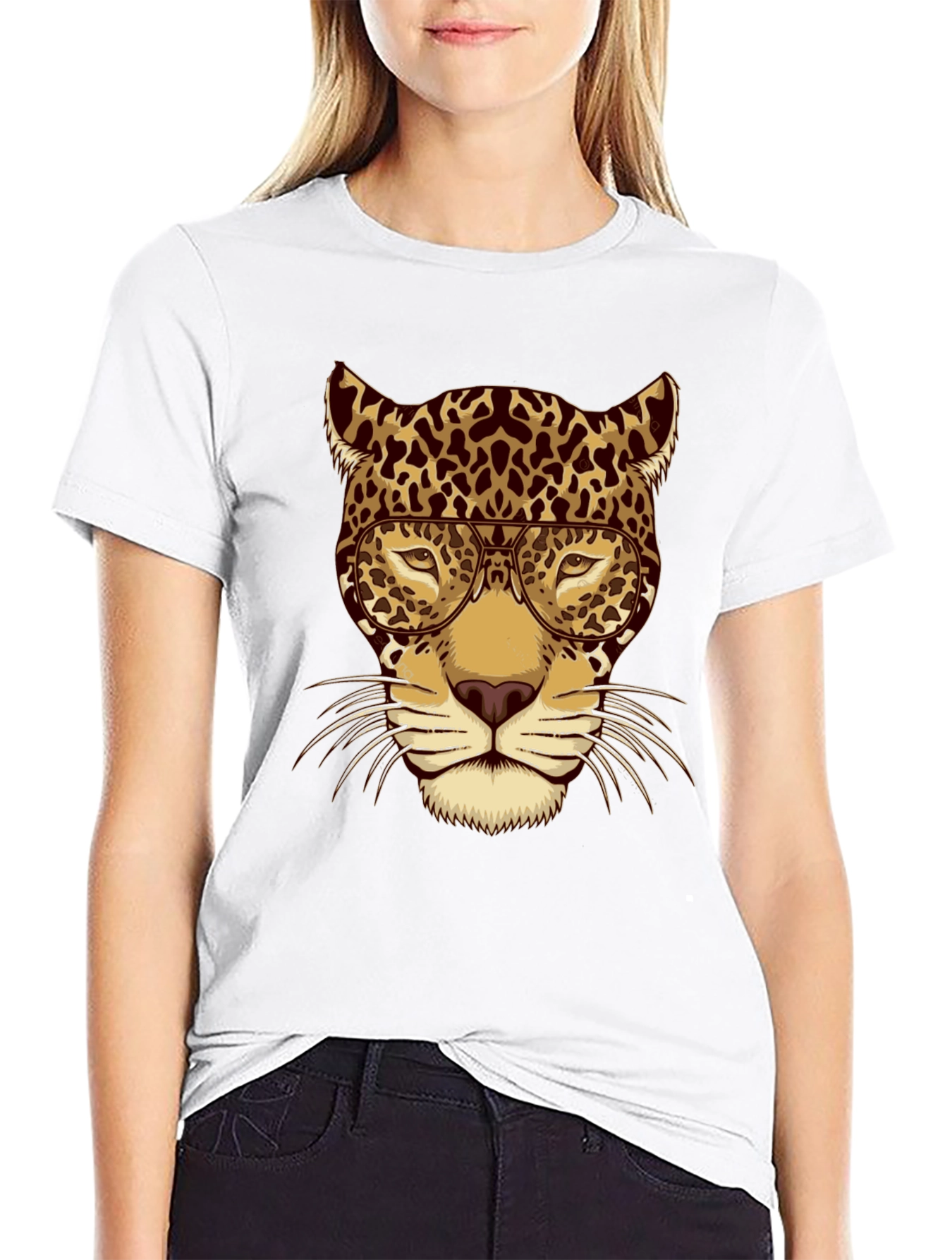 Leopard with Glasses Graphic T-Shirt