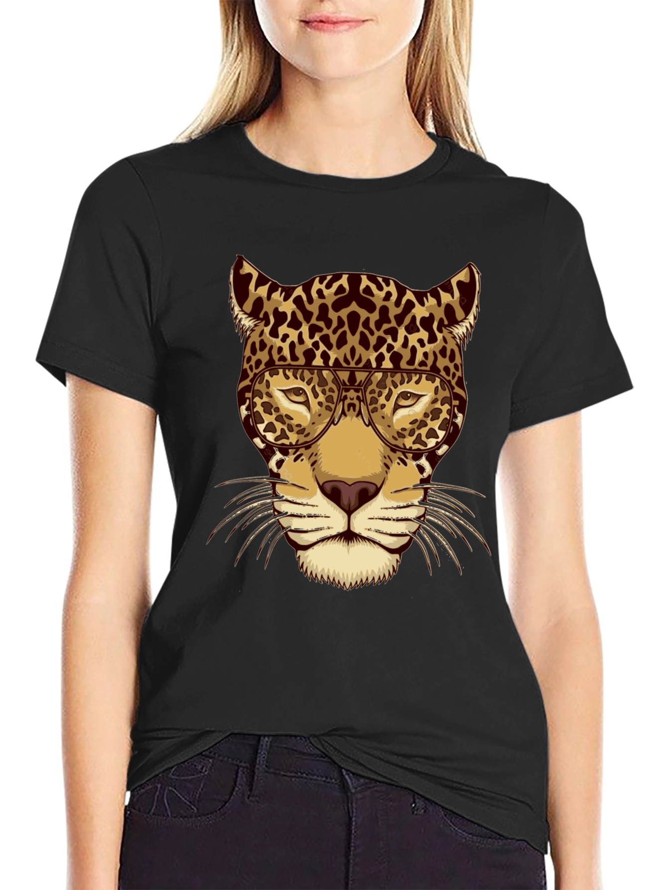 Leopard with Glasses Graphic T-Shirt