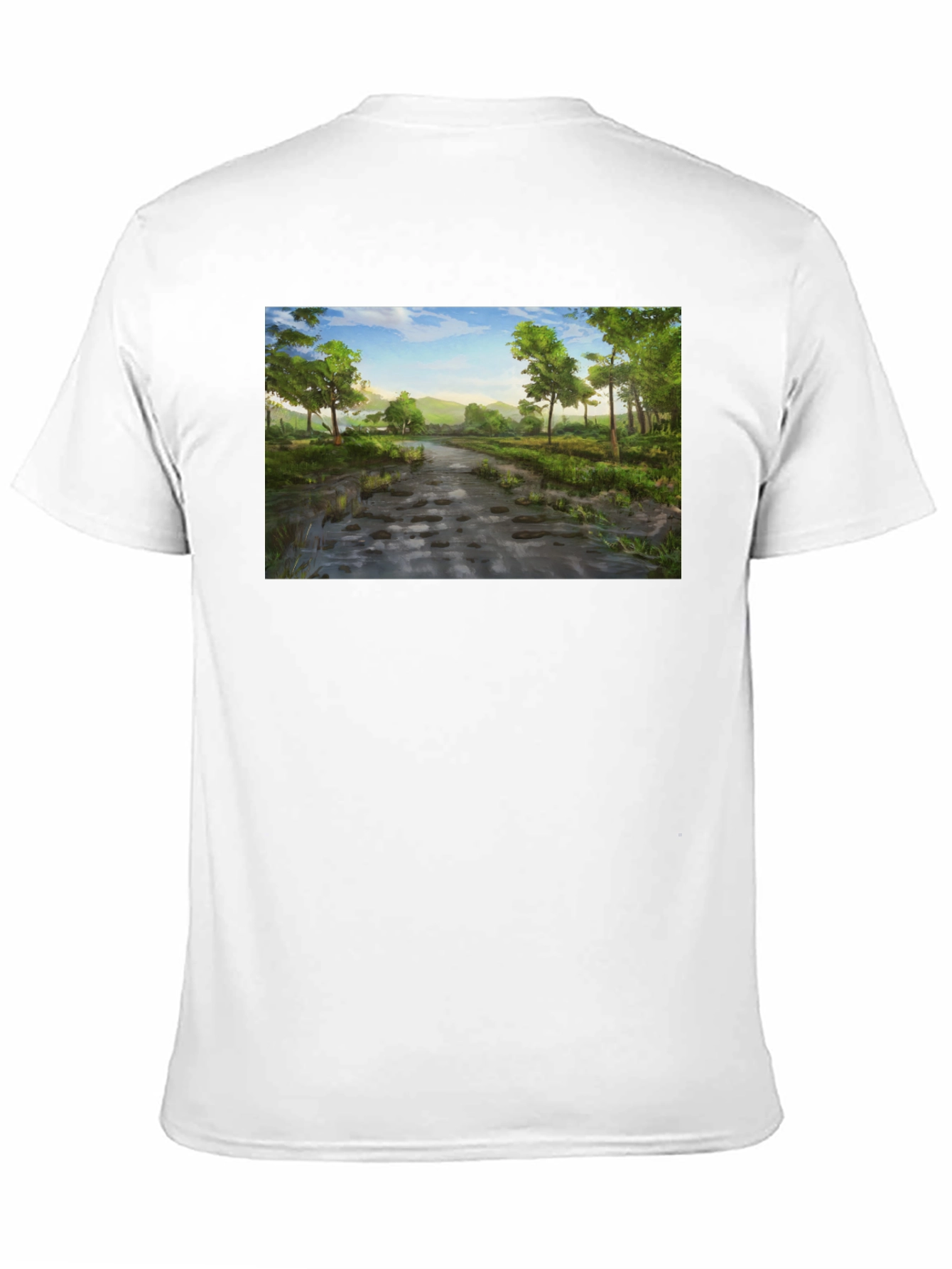 Nature Path Graphic Tee - Soft Black Cotton Shirt