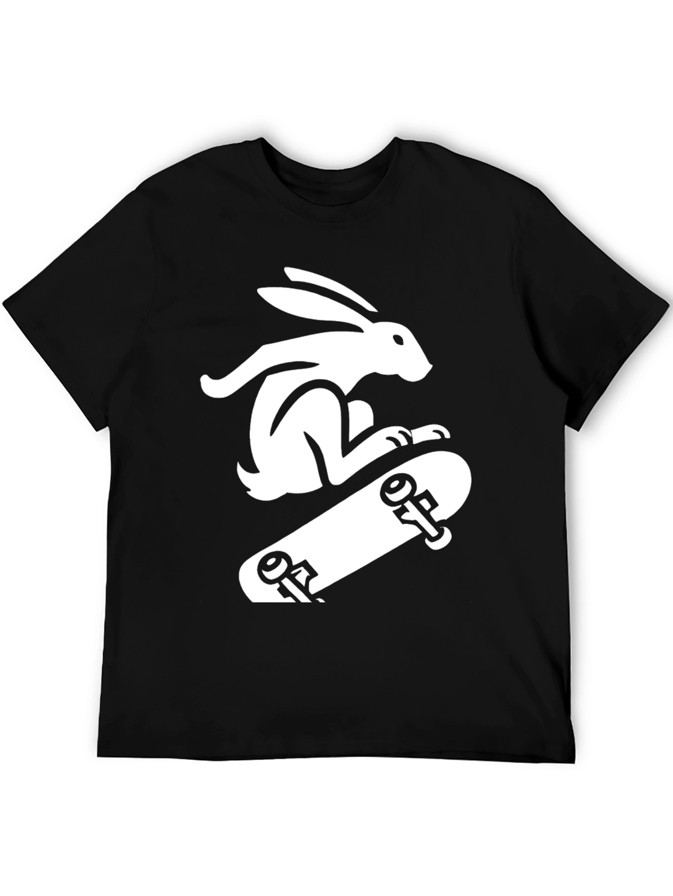 Rabbit Skateboarder Black T-Shirt