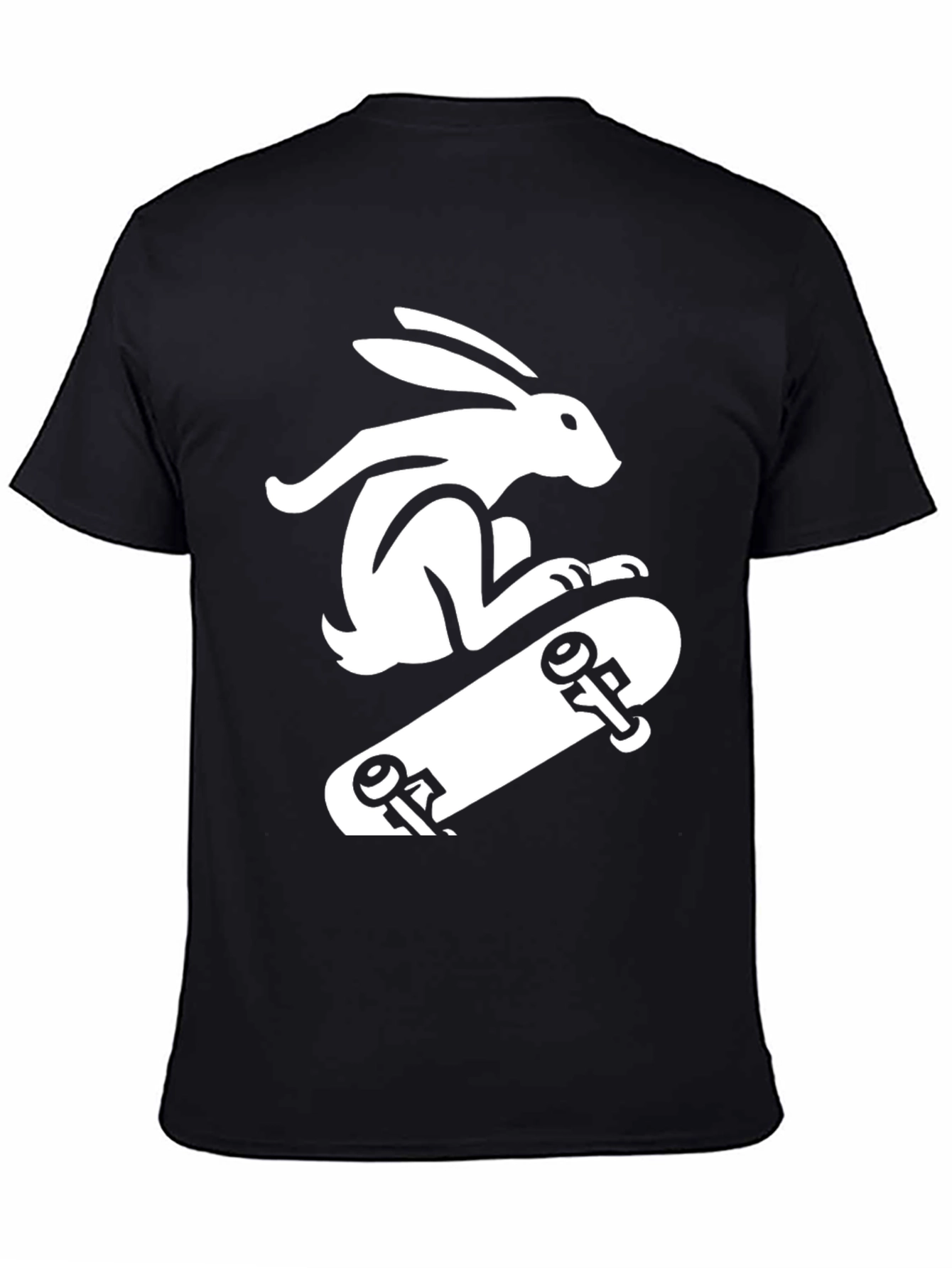 Rabbit Skateboarder Black T-Shirt