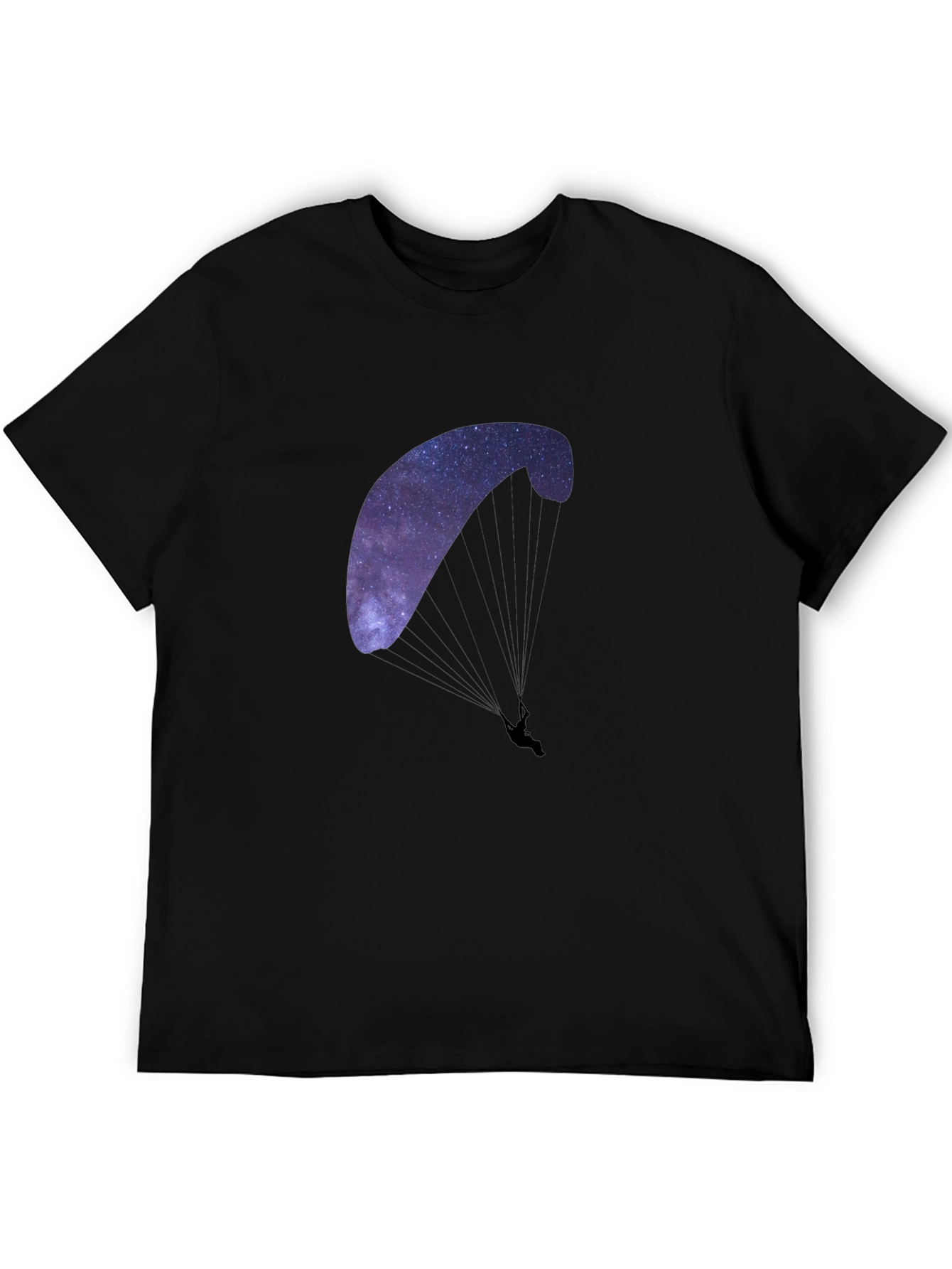 Galaxy Paragliding Graphic Tee - Black Cotton Blend