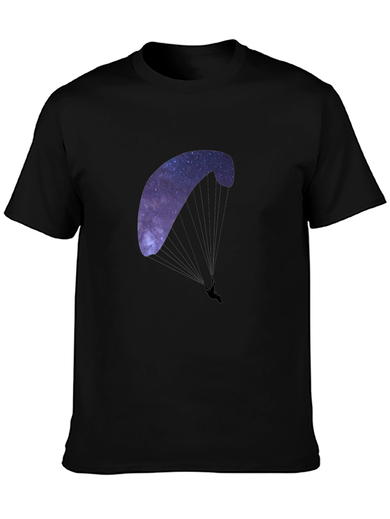 Galaxy Paragliding Graphic Tee - Black Cotton Blend