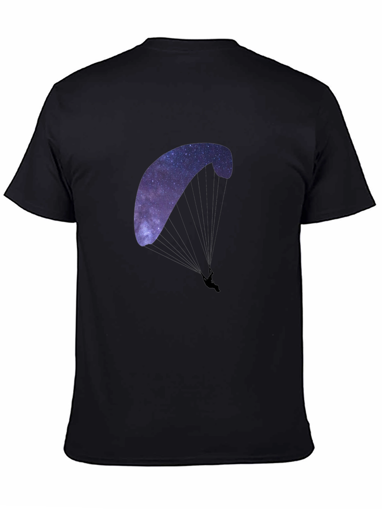 Galaxy Paragliding Graphic Tee - Black Cotton Blend