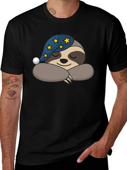 Sleeping Sloth T-Shirt - Starry Nightcap Cute Animal Tee