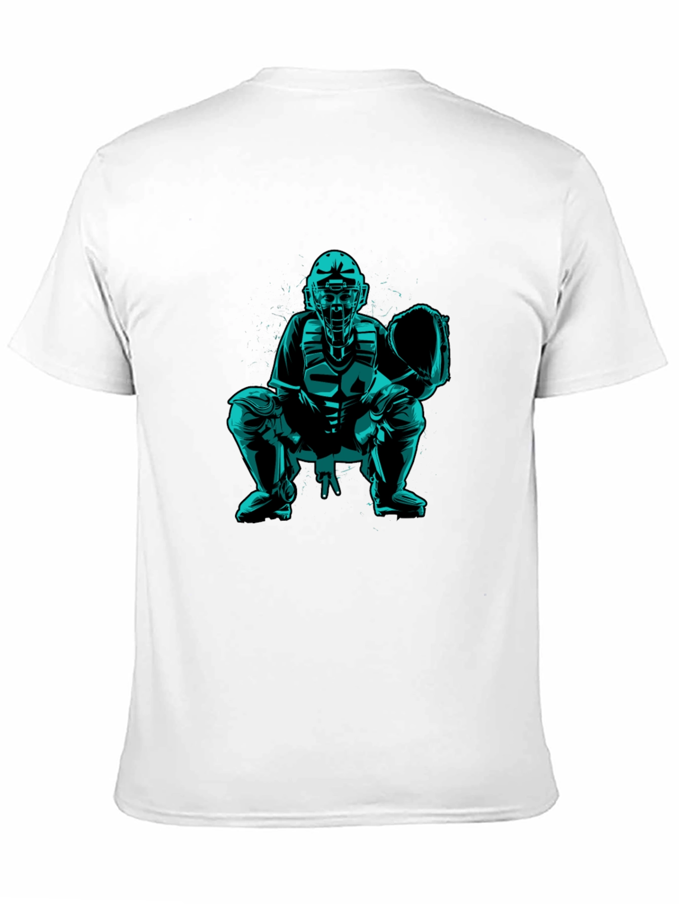 Baseball Catcher Graphic Tee - Black Cotton Shirt
