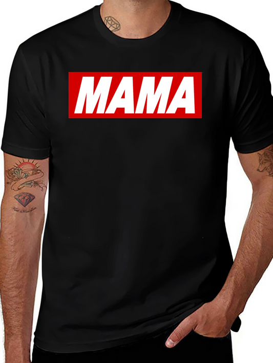 Mama Graphic Tee - Red & White on Black